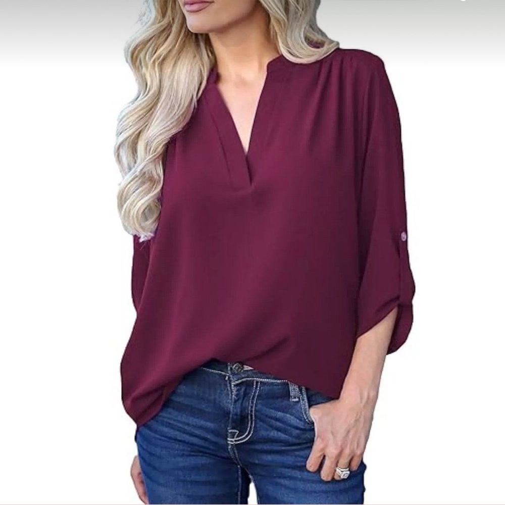 Women's Plum V-Neck Tunic